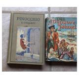 Vintage Children's Books Pinocchio & Treasure Island Hardcovers