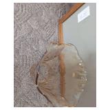 Large Murano Hand Blown Art Glass Floor Vase Ruffled Rim Amber Tint 16in