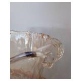 Large Murano Hand Blown Art Glass Floor Vase Ruffled Rim Amber Tint 16in