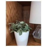 Lot of Modern Table Lamp Stained Glass Panel Faux Plant Decor