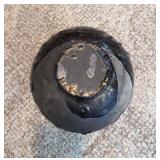 Unmarked Studio Pottery Raku Vase Iridescent Purple Black Bottle Form