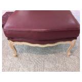 Flexsteel Leather Bergere Lounge Chair & Ottoman Set in Dark Red Leather