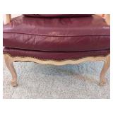 Flexsteel Leather Bergere Lounge Chair & Ottoman Set in Dark Red Leather