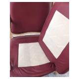 Flexsteel Leather Bergere Lounge Chair & Ottoman Set in Dark Red Leather