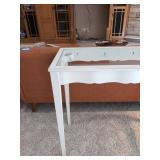 White Wood Console Sofa Table with Glass Top Insert 38 x 17 x 34
