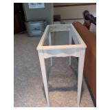 White Wood Console Sofa Table with Glass Top Insert 38 x 17 x 34