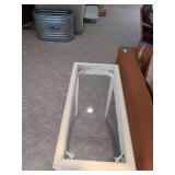 White Wood Console Sofa Table with Glass Top Insert 38 x 17 x 34
