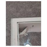 White Wood Console Sofa Table with Glass Top Insert 38 x 17 x 34