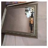 Ornate Framed Wall Mirror Beveled Glass Antique Silver 42x30