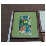 Set of 4 Framed Art Prints Watercolor Floral Coastal Sea Life Decor