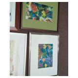 Set of 4 Framed Art Prints Watercolor Floral Coastal Sea Life Decor