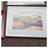 Set of 4 Framed Art Prints Watercolor Floral Coastal Sea Life Decor