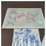Vintage Rand McNally US Map & Northern Light Resort Lake Map