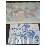 Vintage Rand McNally US Map & Northern Light Resort Lake Map