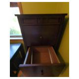 Mission Style 4 Drawer Wood Filing Cabinet Dark Brown 57.5in Tall