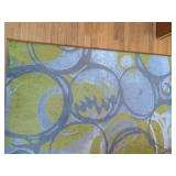 Surya JAX Area Rug Abstract Circles Green, Light and Dark Gray 5'2 x 7'6 Turkish