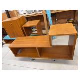 3-Piece Mid Century Modern Teak Veneer Modular Cabinet Shelf Set