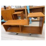 3-Piece Mid Century Modern Teak Veneer Modular Cabinet Shelf Set