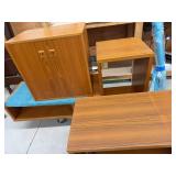 3-Piece Mid Century Modern Teak Veneer Modular Cabinet Shelf Set