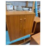 3-Piece Mid Century Modern Teak Veneer Modular Cabinet Shelf Set