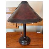 Mission Style Table Lamp Brown Mica Look Shade Dual Pull Chains