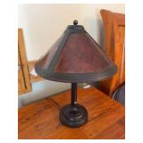 Mission Style Table Lamp Brown Mica Look Shade Dual Pull Chains
