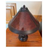 Mission Style Table Lamp Brown Mica Look Shade Dual Pull Chains