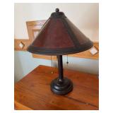 Mission Style Table Lamp Brown Mica Look Shade Dual Pull Chains