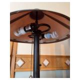 Mission Style Table Lamp Brown Mica Look Shade Dual Pull Chains