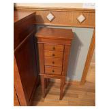 Cherry Finish Standing Jewelry Armoire Cabinet Mirror Top 4 Drawers