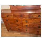 Urban Craftsman Mission Style 9 Drawer Dresser With Mirror Wood Bedroom Chest