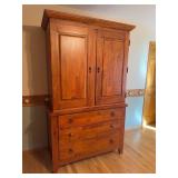 Urban Craftsman Rustic Wood Armoire Wardrobe Chest 3 Drawers 2 Wooden Shelves and Hanging Storage Cabinet