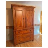 Urban Craftsman Rustic Wood Armoire Wardrobe Chest 3 Drawers 2 Wooden Shelves and Hanging Storage Cabinet