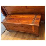 Vintage Cedar Lined Blanket Chest Trunk Coffee Table on Casters