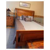 Urban Craftsman Solid Wood Queen Sleigh Bed Frame with Matching Nightstand Set