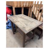 Vintage Wood Library Table & Piano Bench Pair Rustic Antique Furniture