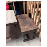 Vintage Wood Library Table & Piano Bench Pair Rustic Antique Furniture