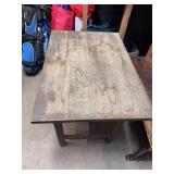 Vintage Wood Library Table & Piano Bench Pair Rustic Antique Furniture