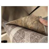 Set of 2 Vinyl Sheet Flooring Remnants Geometric & Neutral Rolls