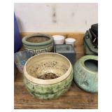 Lot of Assorted Decorative Planters Cachepots Ceramic Wood Metal