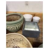 Lot of Assorted Decorative Planters Cachepots Ceramic Wood Metal