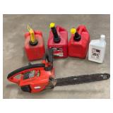 Homelite XL Gas Chainsaw with Fuel Cans & Tall Timber Bar Chain Oil