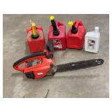 Homelite XL Gas Chainsaw with Fuel Cans & Tall Timber Bar Chain Oil