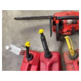 Homelite XL Gas Chainsaw with Fuel Cans & Tall Timber Bar Chain Oil