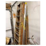 Lot of Assorted Wooden Step Ladders Including Werner Folding Ladder