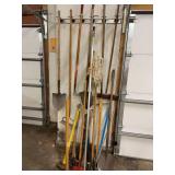 Assorted Yard & Garden Hand Tools Shovels Rakes Hoe Broom Mop