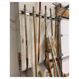 Assorted Yard & Garden Hand Tools Shovels Rakes Hoe Broom Mop