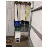 Lot of Assorted Snow Shovels & Ice Melt Bucket Winter Tools