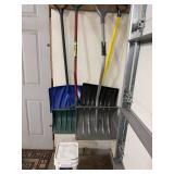 Lot of Assorted Snow Shovels & Ice Melt Bucket Winter Tools