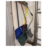 Lot of Assorted Snow Shovels & Ice Melt Bucket Winter Tools